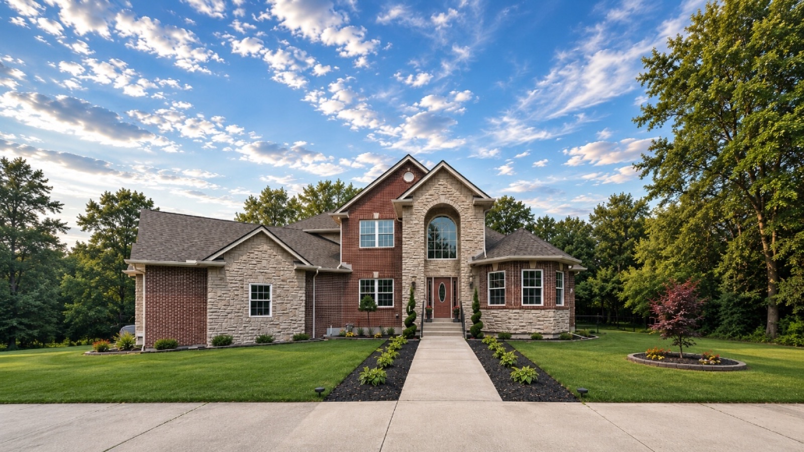 Beautiful replacement roof on modern home