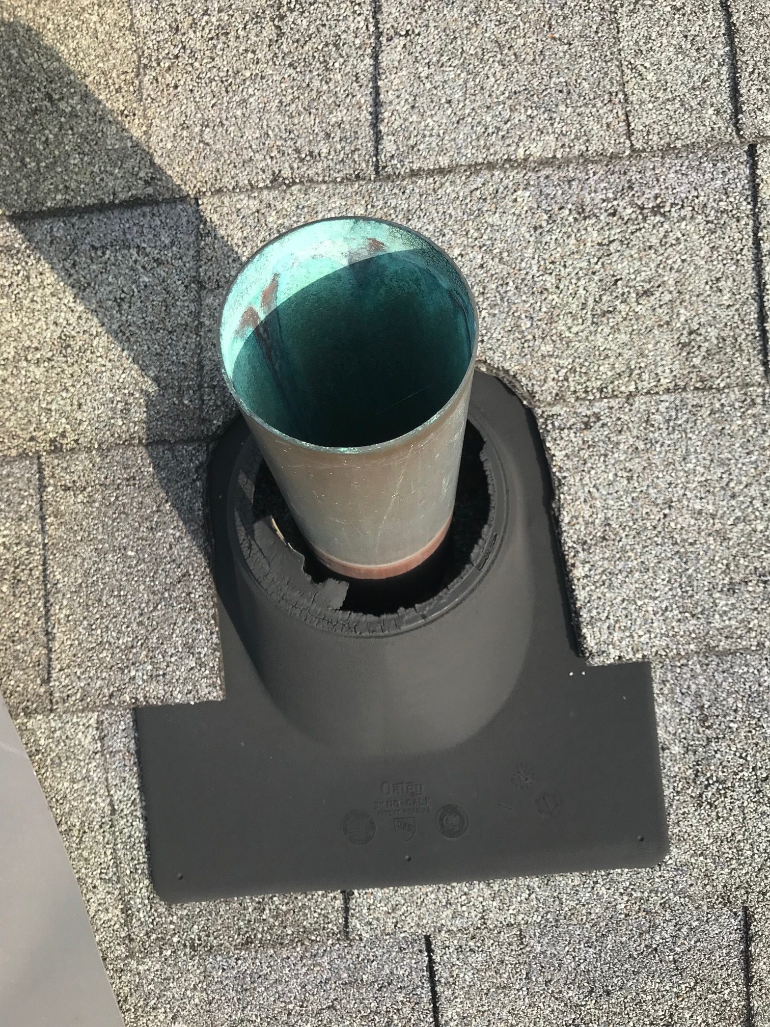 Wilmington, Ohio roofing project #1 - Old vent pipe boot